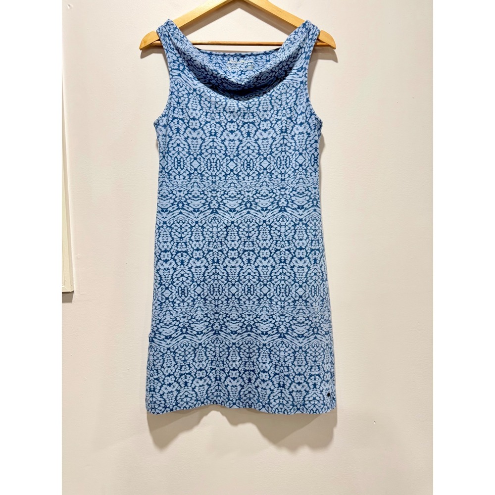 Eddie Bauer Outdoor Blue Medallion Cowl Neck Sleeveless Dress Small